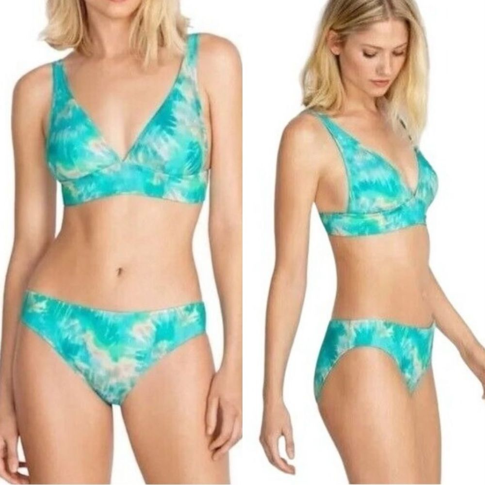 Nwt johnny was calme tie dye blue white turquoise two piece bikini